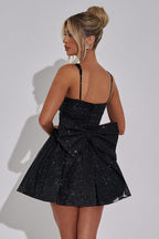 Satin Bow A-Line Mini Dress