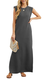 casual loose split wrinkle free maxi dress