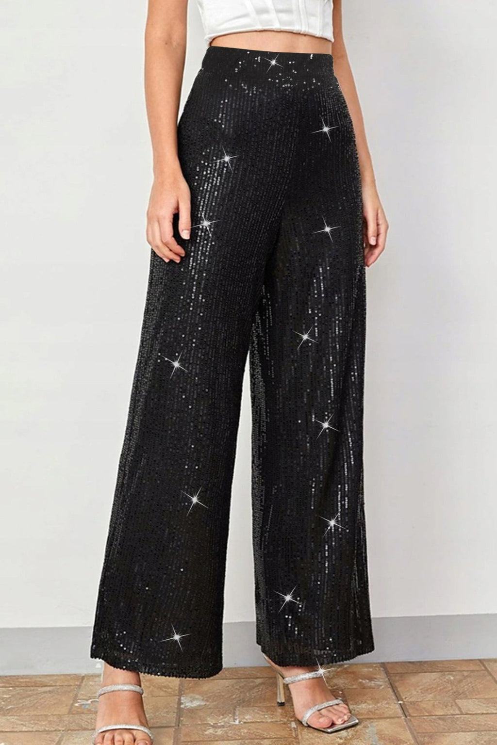 Elegant High Waist Wide Leg Straight Leg Pants