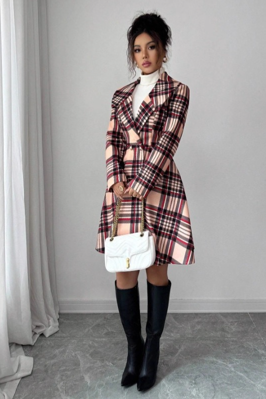 Trendy Print Dual Faced Wool Casual Long Sleeve Overcoat