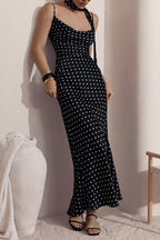 Draped Polka Dot Slip Dress