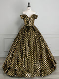 Gold Sequin Ball Puffy Skirt Princess Court Dress