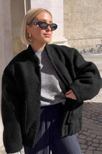 Loop Knit Stand Collar Coat
