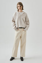 Slouchy V-Neck Hooded Sweater