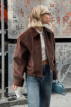 Retro Corduroy Collared Jacket
