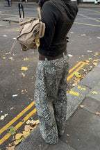 Leopard Print High-End Straight Loose Jeans