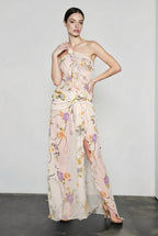 Halter Open Back Floral Sunset Vacation Dress