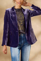 Gold Velvet Casual Women's Short Suit
