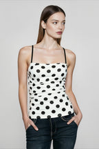 Color block polka dot cami top