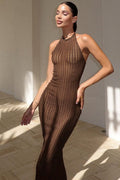 Halter Sleeveless Knit Slim Fit Sweater Dress