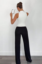 High Neck Metal Ring Sleeveless Off Shoulder Tank Top