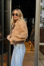 Suede Cropped Zipper Jacket
