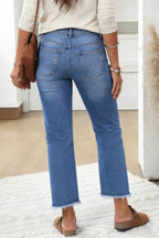 Stylish High-waisted Buttoned Casual Pocket Stretch Jeans