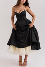 Lorraine Premium Strapless V Neck Sleeveless Tutu Maxi Dress Designer Edit