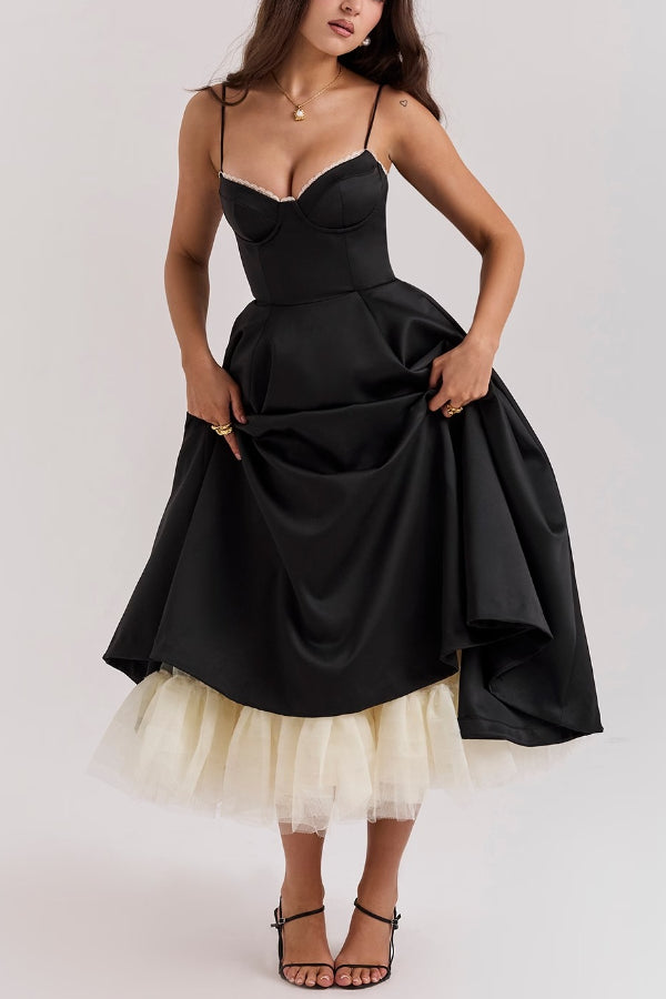 Lorraine Premium Strapless V Neck Sleeveless Tutu Maxi Dress Designer Edit