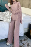 Turtleneck Size Split Sweater Suits