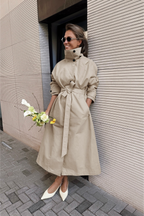 Relaxed Silhouette Stand Collar Petite Chic Overcoat