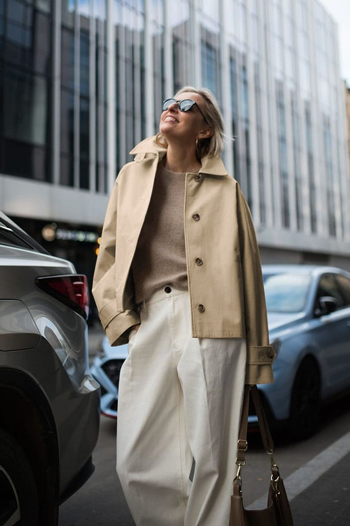 Trendy Khaki Long Sleeve Jacket