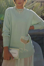 Tini Time Knit Unique Pattern Crew Neck Long Sleeve Casual Sweater