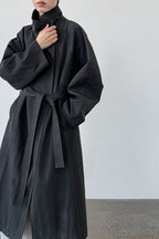 Oversized One Button Stand Collar Overcoat