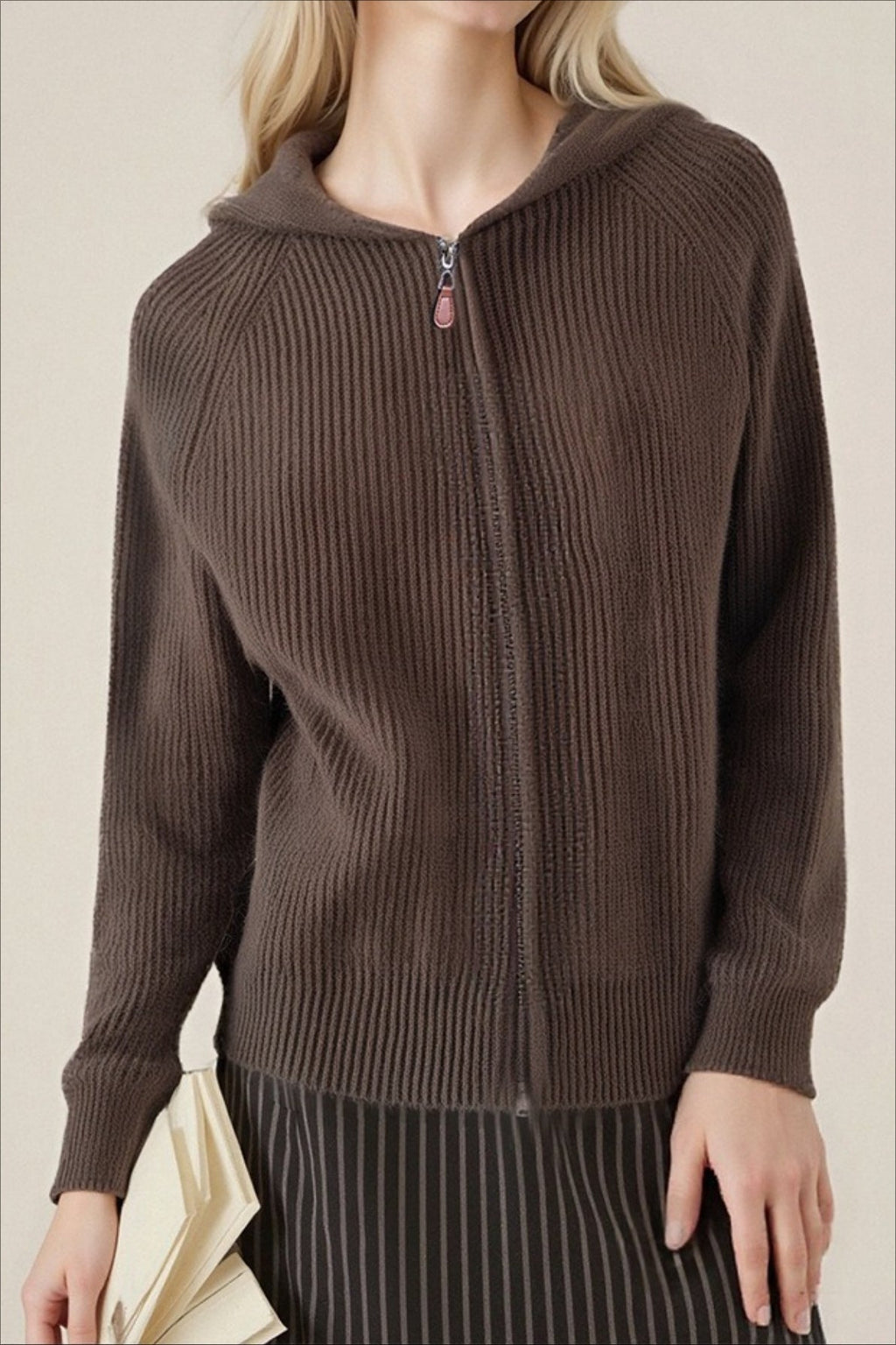 Oversized Hooded Zipper Sweater