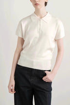 Vintage White Polo Knit Top
