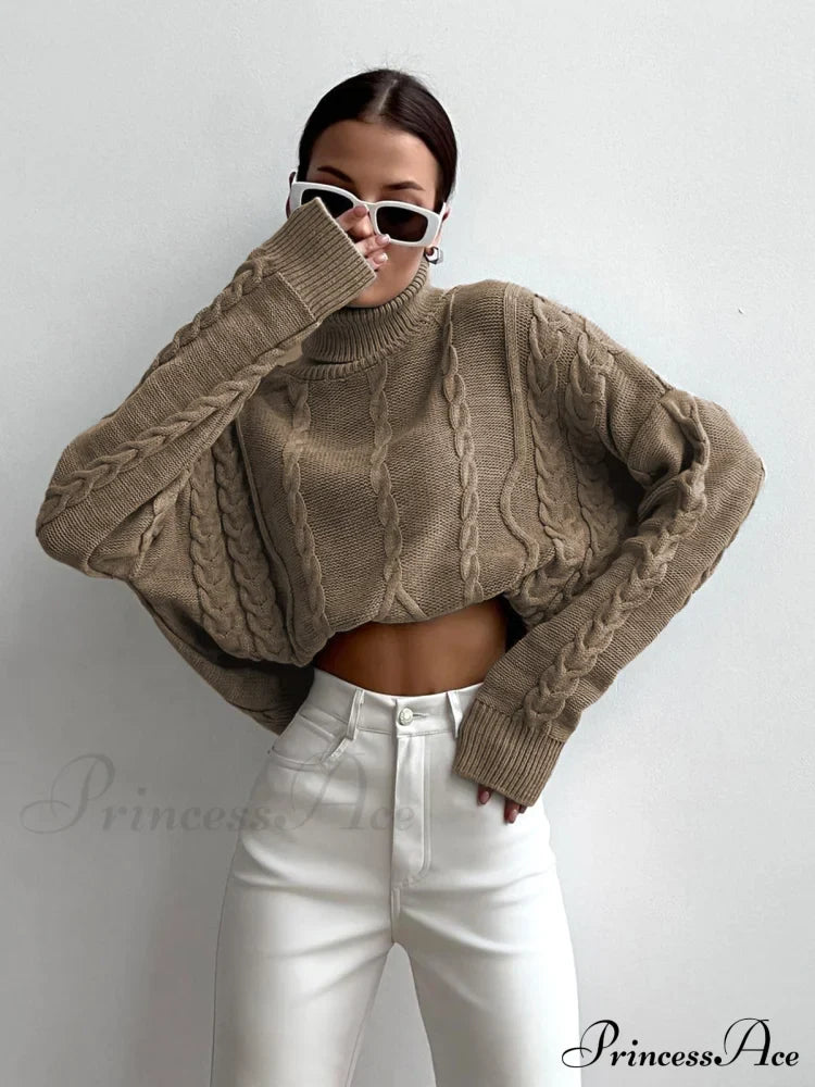 Cable Knit Graceful Turtleneck Oversized Sweater