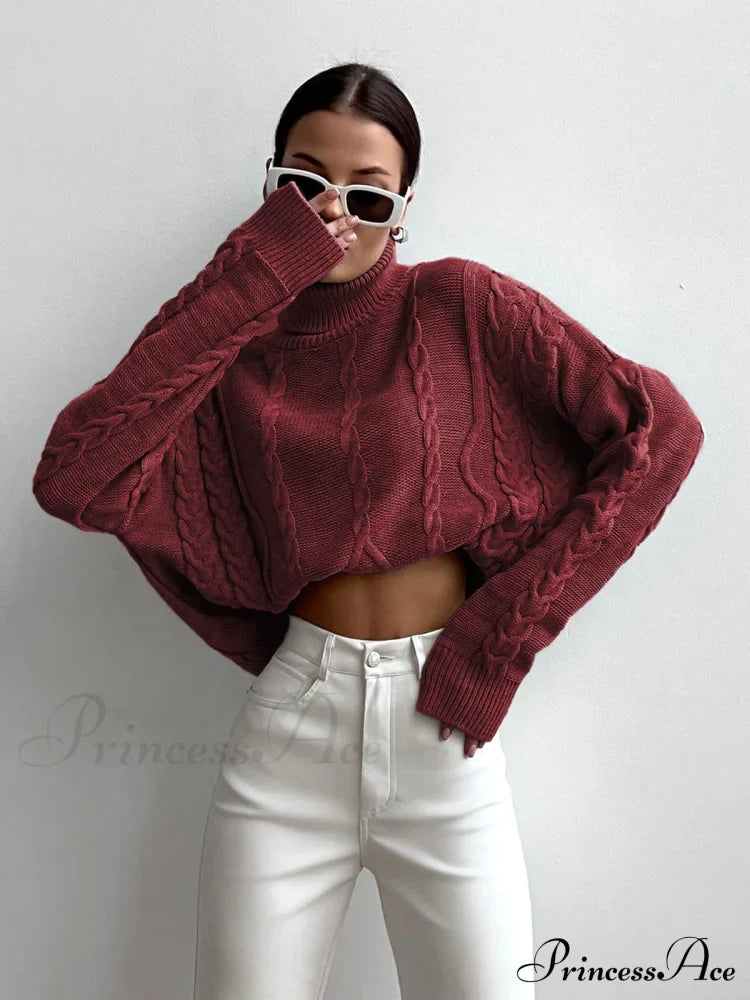 Cable Knit Graceful Turtleneck Oversized Sweater