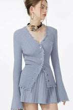 Ribbed Fringe Detail Knit Top