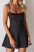 Elegant Polka Dot Cutout Tie Cami Mini Dress