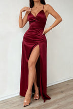 Elegant Strapless Slip Maxi Silk Dress