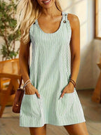Sara Minimalist Sleeveless Striped Dress Elevated Occasion Wear