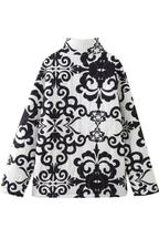 Loose Stand Collar Printed Casual Cotton Jacket