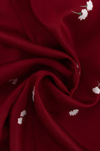 Satin Ruffled V Neck Cinched Waist Elegant Floral Dress