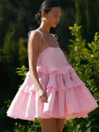 Cake Neck High-Waist Mini Dress