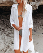 Calm Waters Cover Up Shirt Dress Off White