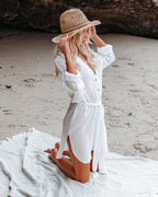Calm Waters Cover Up Shirt Dress Off White