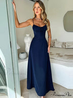 Cami Tie Up Charming Solid Maxi Dress