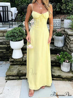 Cami Tie Up Charming Solid Maxi Dress