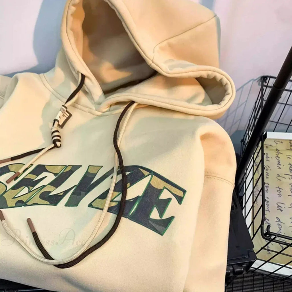 Camouflage Letter Print Punk Y2K Hoodie