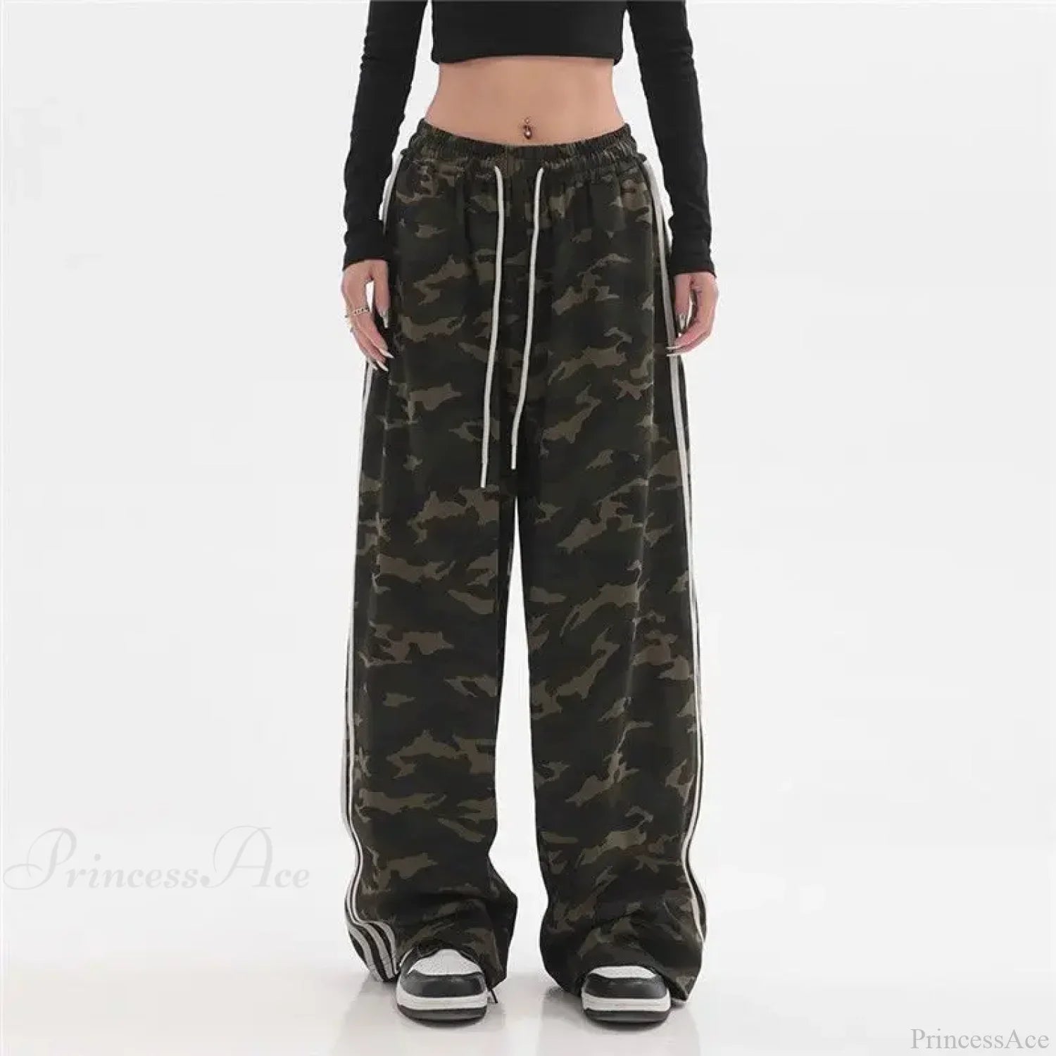 Camouflage Striped Loose Jogging Pants