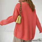 Candy Color Crewneck Trendy Pullover Sweater - Purple