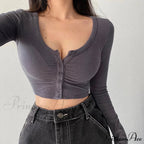 Cardigan V-neck Solid Arm Women's Long Slim Korean - Color