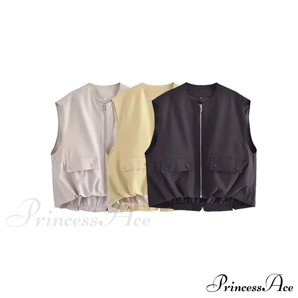 Cargo Pocket Stylish Drawstring Waistcoat