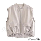 Cargo Pocket Stylish Drawstring Waistcoat