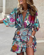 Isis Elegant Mini Dress with a Stylish Print Design for Women
