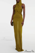 Carleigh Ruche Maxi Charming Dress With Headscarf