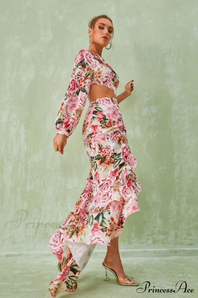 Cassidy One Shoulder Charming Floral Maxi Dress
