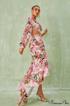 Cassidy One Shoulder Charming Floral Maxi Dress
