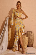 Cassidy One Shoulder Charming Floral Maxi Dress